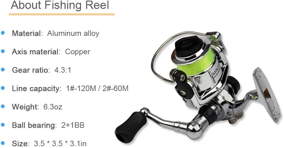 Lixada Collapsible Mini Pen Fishing Pole Kit - Telescopic Fishing Rod Spinning Reel Combo Kit