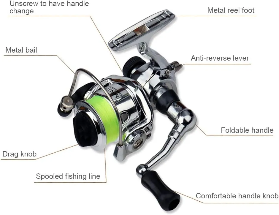 Lixada Collapsible Mini Pen Fishing Pole Kit - Telescopic Fishing Rod Spinning Reel Combo Kit