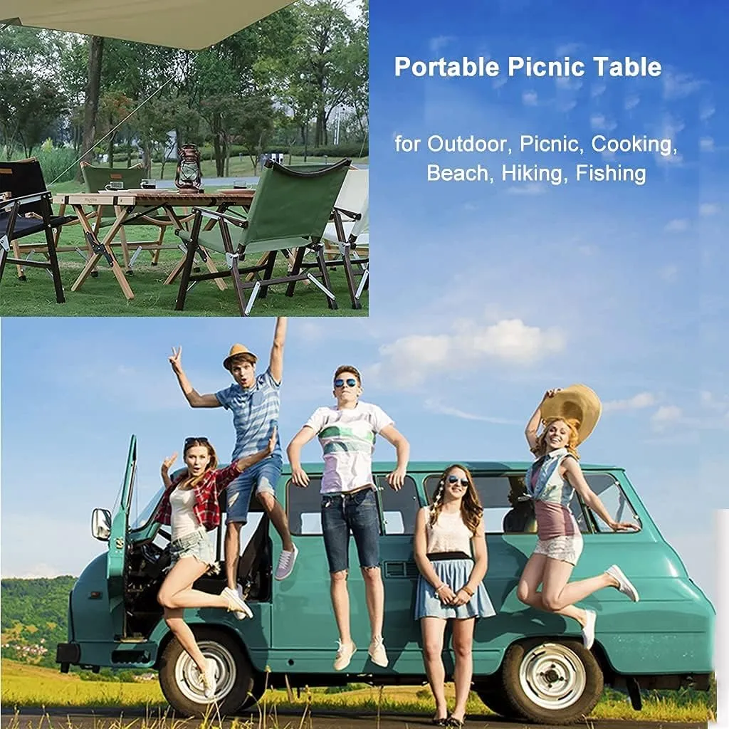LJYT Outdoor Folding Portable Picnic Camping Table Roll Up Top Portable Camping Side Tables with Aluminum Table Top for 1-2 People