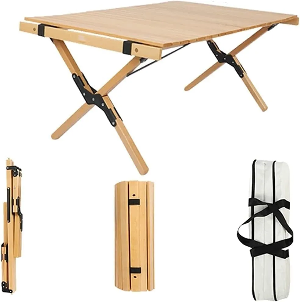 LJYT Outdoor Folding Portable Picnic Camping Table Roll Up Top Portable Camping Side Tables with Aluminum Table Top for 1-2 People