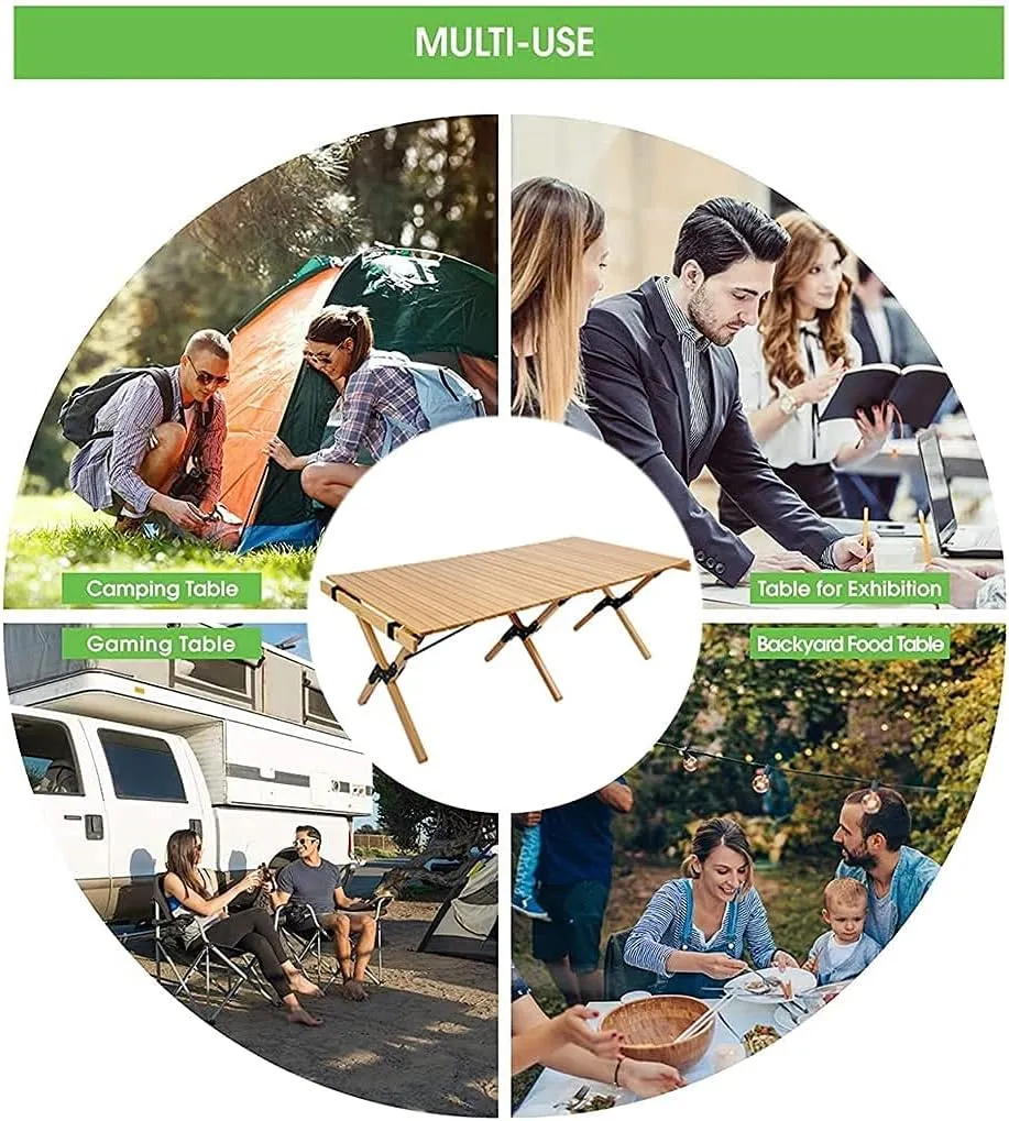LJYT Outdoor Folding Portable Picnic Camping Table Roll Up Top Portable Camping Side Tables with Aluminum Table Top for 1-2 People