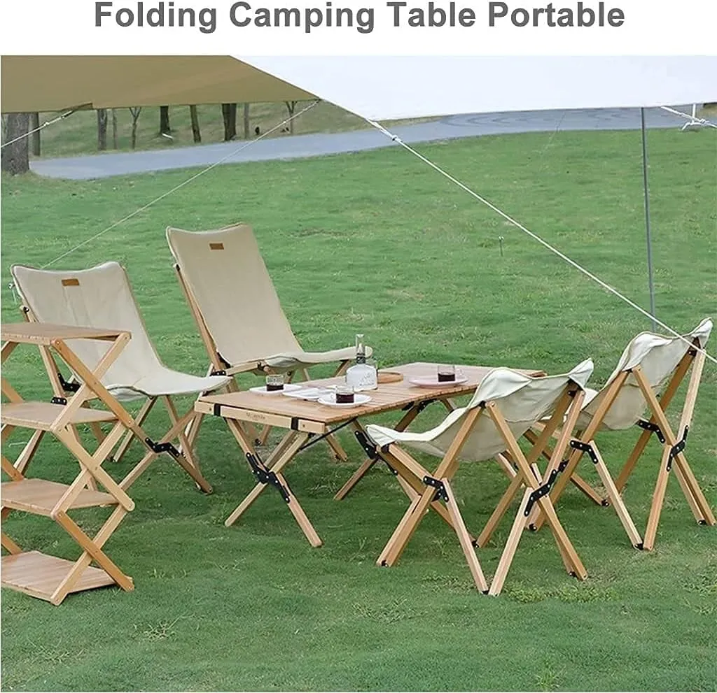 LJYT Outdoor Folding Portable Picnic Camping Table Roll Up Top Portable Camping Side Tables with Aluminum Table Top for 1-2 People