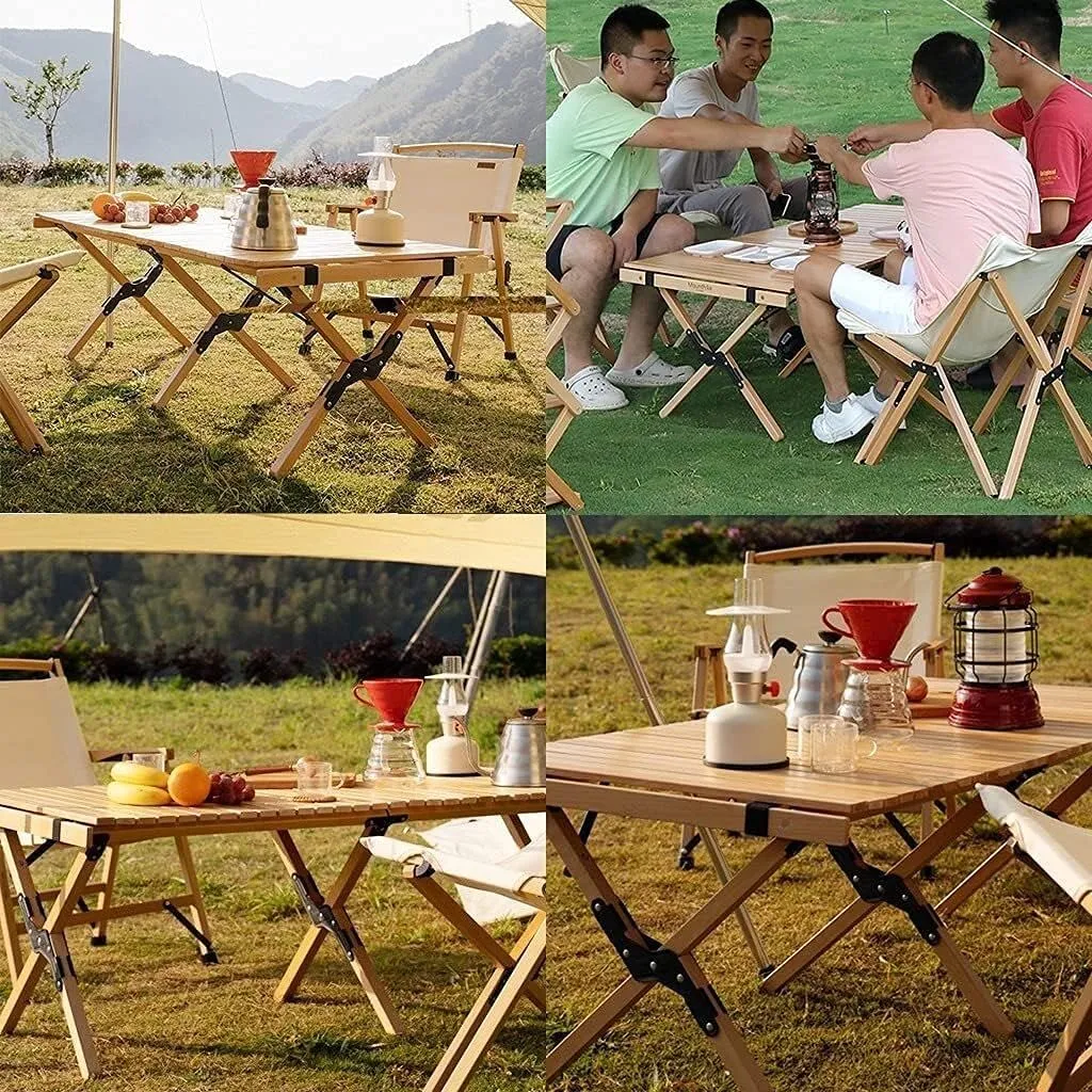 LJYT Outdoor Folding Portable Picnic Camping Table Roll Up Top Portable Camping Side Tables with Aluminum Table Top for 1-2 People