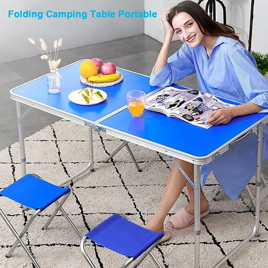 LJYT Picnic Tables Folding, Height Adjustable Portable Beach Table with Aluminum Chairs, Alightweight Portable for Outdoor Picnic Beach