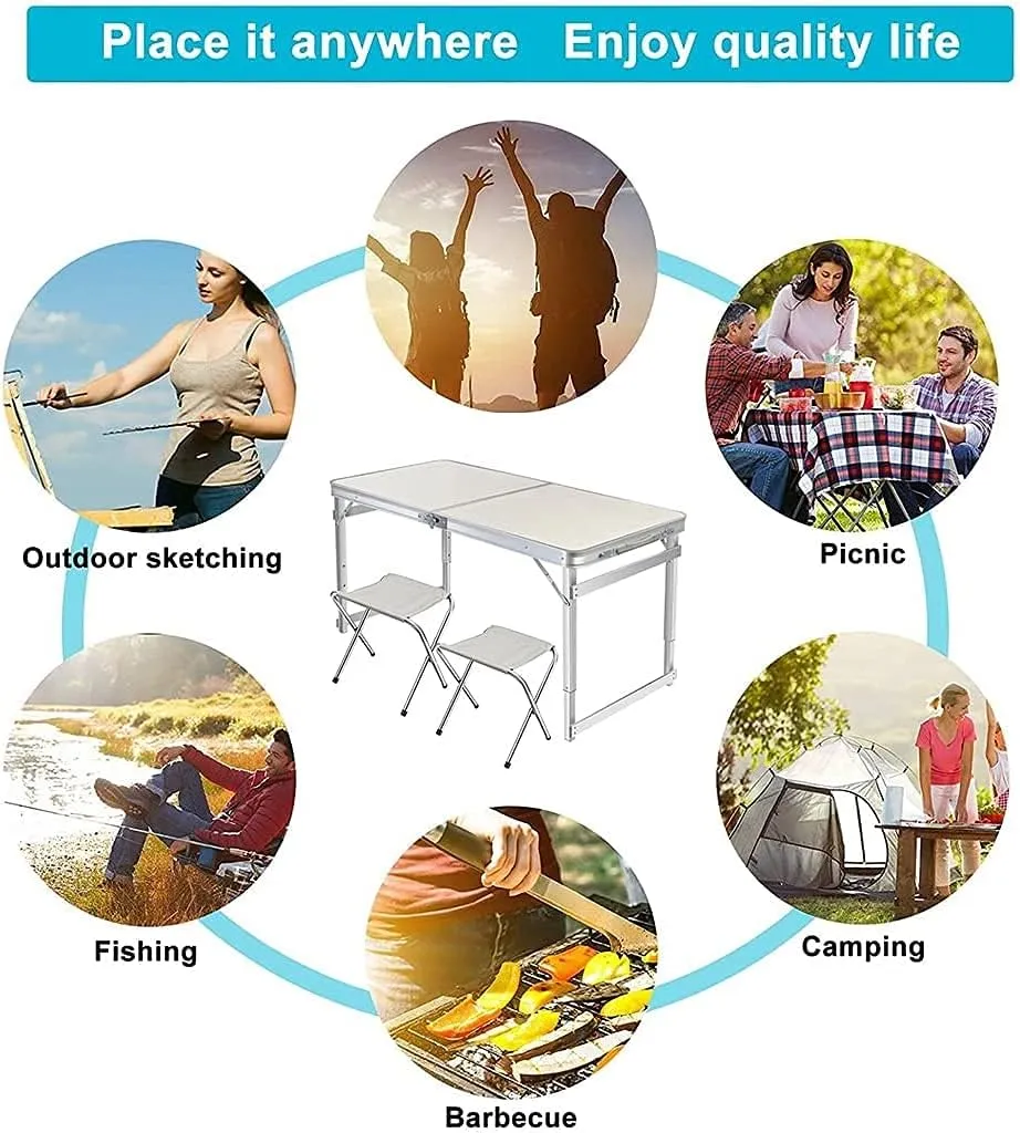 LJYT Picnic Tables Folding, Height Adjustable Portable Beach Table with Aluminum Chairs, Alightweight Portable for Outdoor Picnic Beach