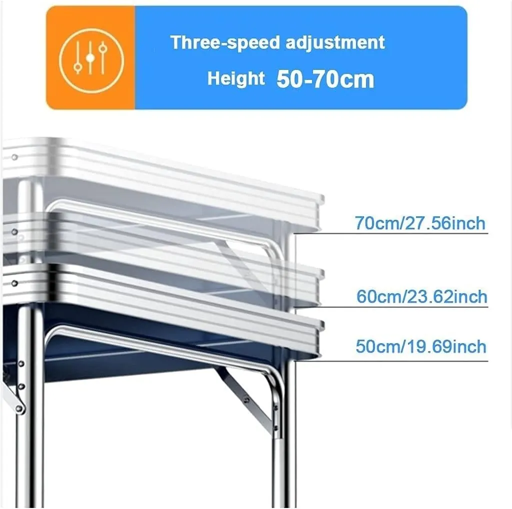 LJYT Picnic Tables Folding, Height Adjustable Portable Beach Table with Aluminum Chairs, Alightweight Portable for Outdoor Picnic Beach