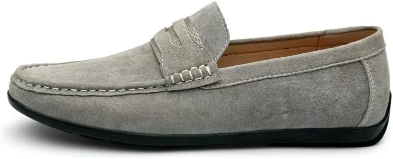 Loafers for Men Round Toe Suede Vamp Penny Loafers Lightweight Flat Heel Anti-Slip Classic Walking Slip-on