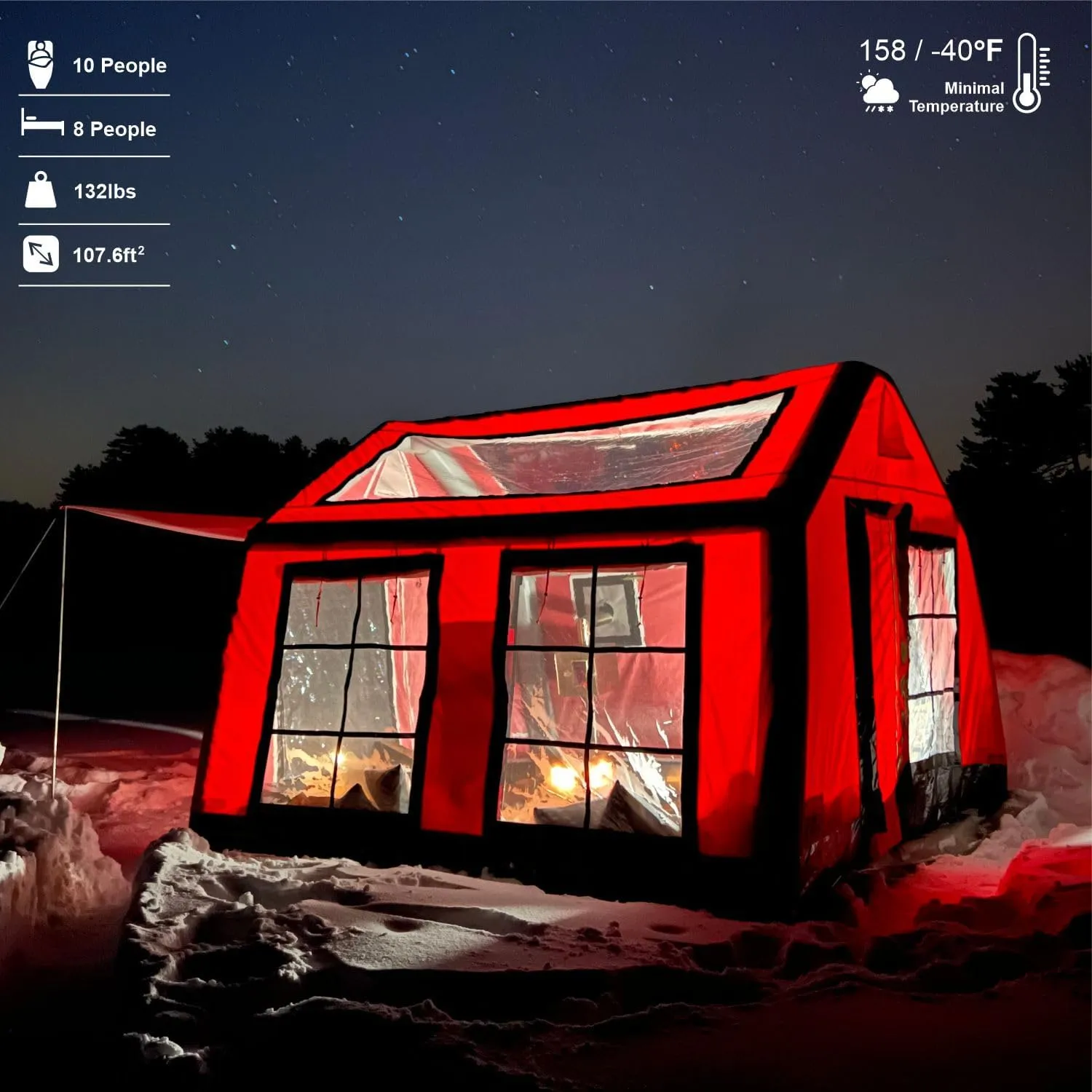 London 360 – Luxury 4-Season Inflatable Tent for Camping, 8-Person Capacity, Panoramic Windows, and Sunroof