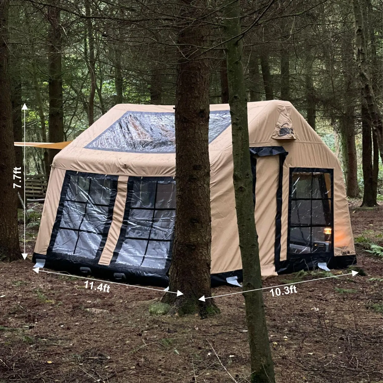 London 360 – Luxury 4-Season Inflatable Tent for Camping, 8-Person Capacity, Panoramic Windows, and Sunroof
