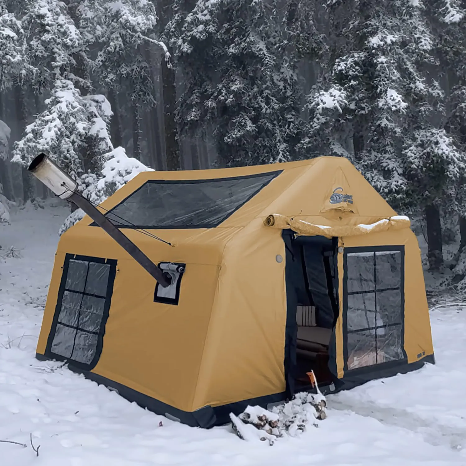 London 360 – Luxury 4-Season Inflatable Tent for Camping, 8-Person Capacity, Panoramic Windows, and Sunroof