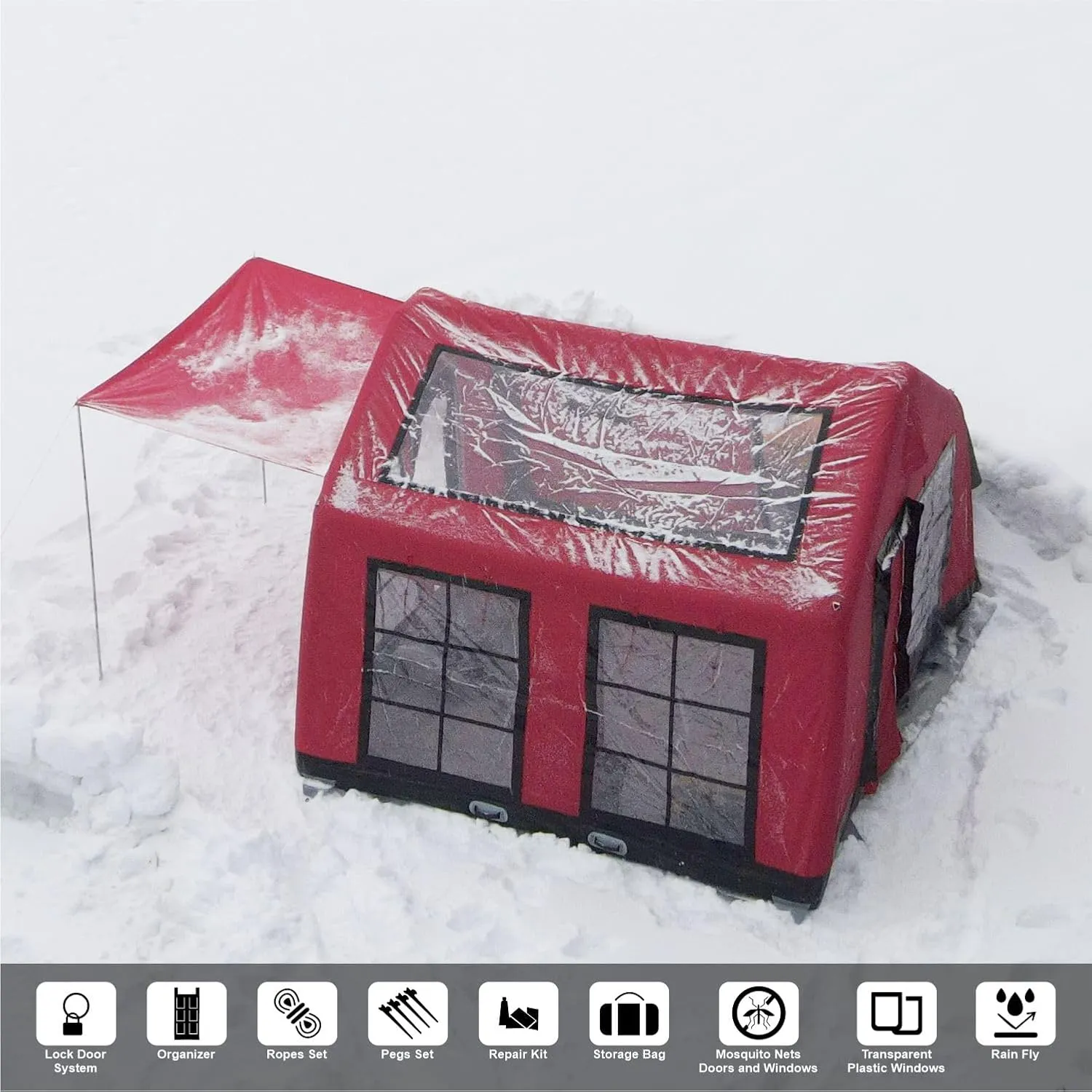 London 360 – Luxury 4-Season Inflatable Tent for Camping, 8-Person Capacity, Panoramic Windows, and Sunroof