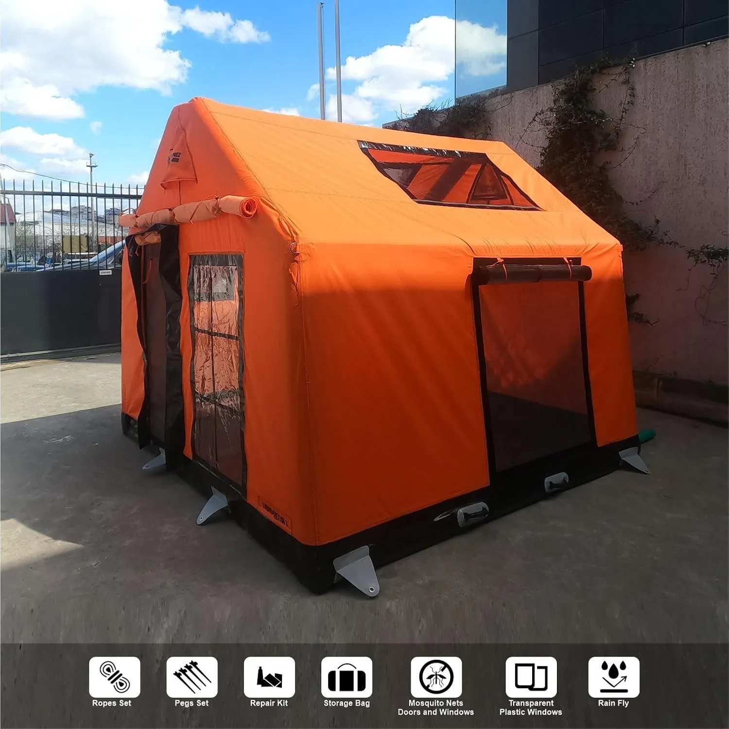 London Prestige, 4-Season Glamping Tent - 5-6 Person, Large Inflatable Camping Tent for Families, Stove Jack, Waterproof with UV Protection & Snowproof