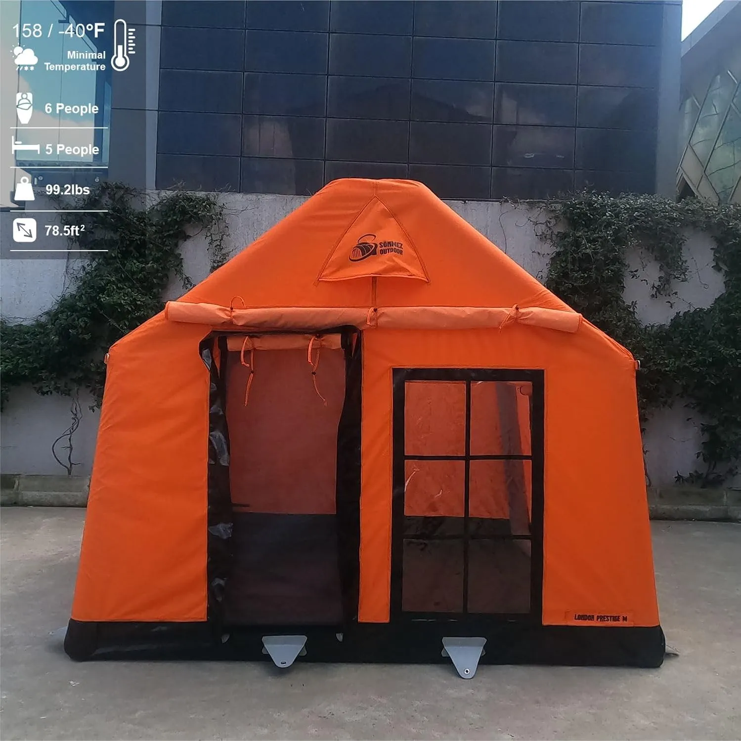 London Prestige, 4-Season Glamping Tent - 5-6 Person, Large Inflatable Camping Tent for Families, Stove Jack, Waterproof with UV Protection & Snowproof