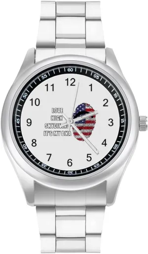Love High Skydiving It's My DNA Wrist Watches for Men Metal Band Watch Fashion Three-Hand Watches Gift for Boyfriend Father