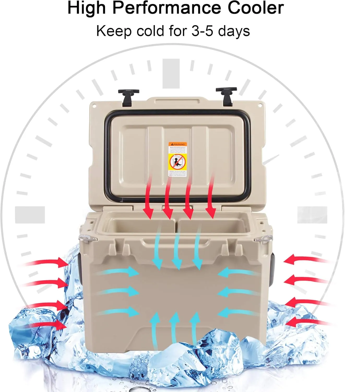 LUCKYERMORE Portable 25QT Hard Cooler, Rotomolded Insulated Coolers 5 Days Retention, Heavy Duty Ice Chest with Built-in Fish Ruler, Bottle Opener, Cup Holder for Fishing, Camping and Outdoor