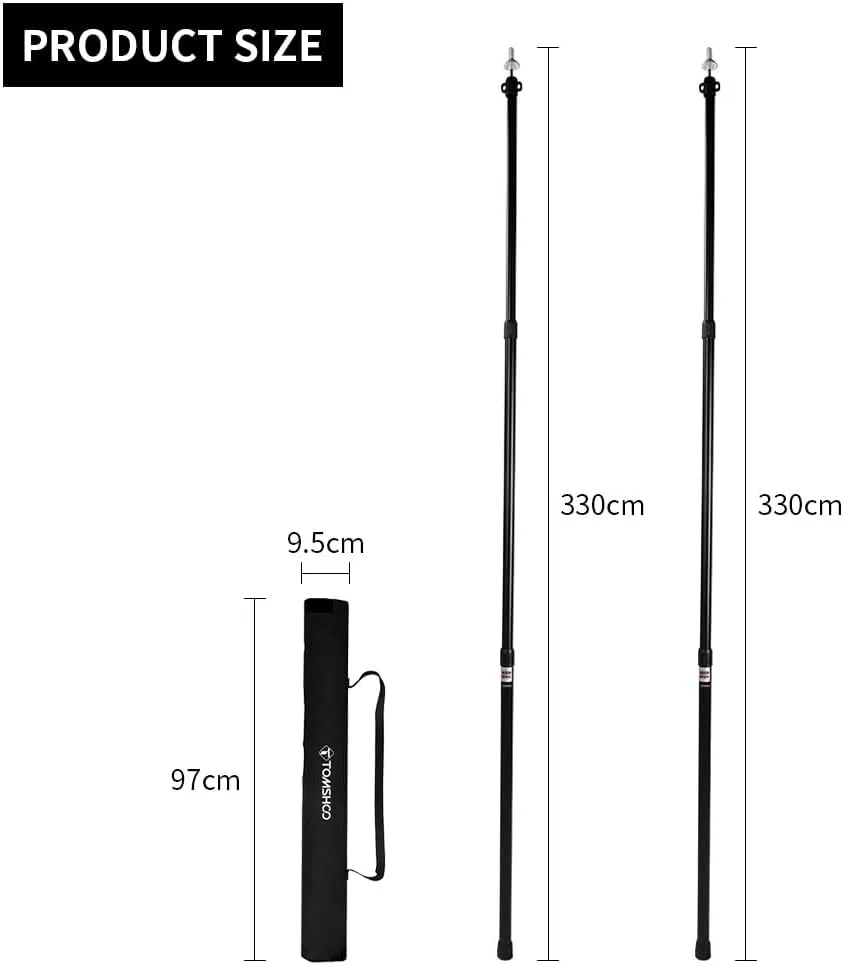 lyrlody Telescoping Pole, Camping Tarp Poles, Aluminum 6061 Strong Adjustable telescoping Pole with Lock System, for shelter, Hammock rain Fly, Awning (3meter)