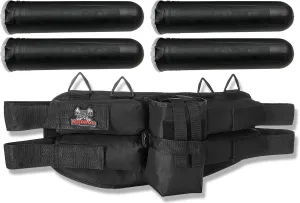 Maddog 4 1 Entry Level Paintball Harness Pod Pack Belt with HPA CO2 Tank Holder Pouch | Includes (4) Paintball Pods