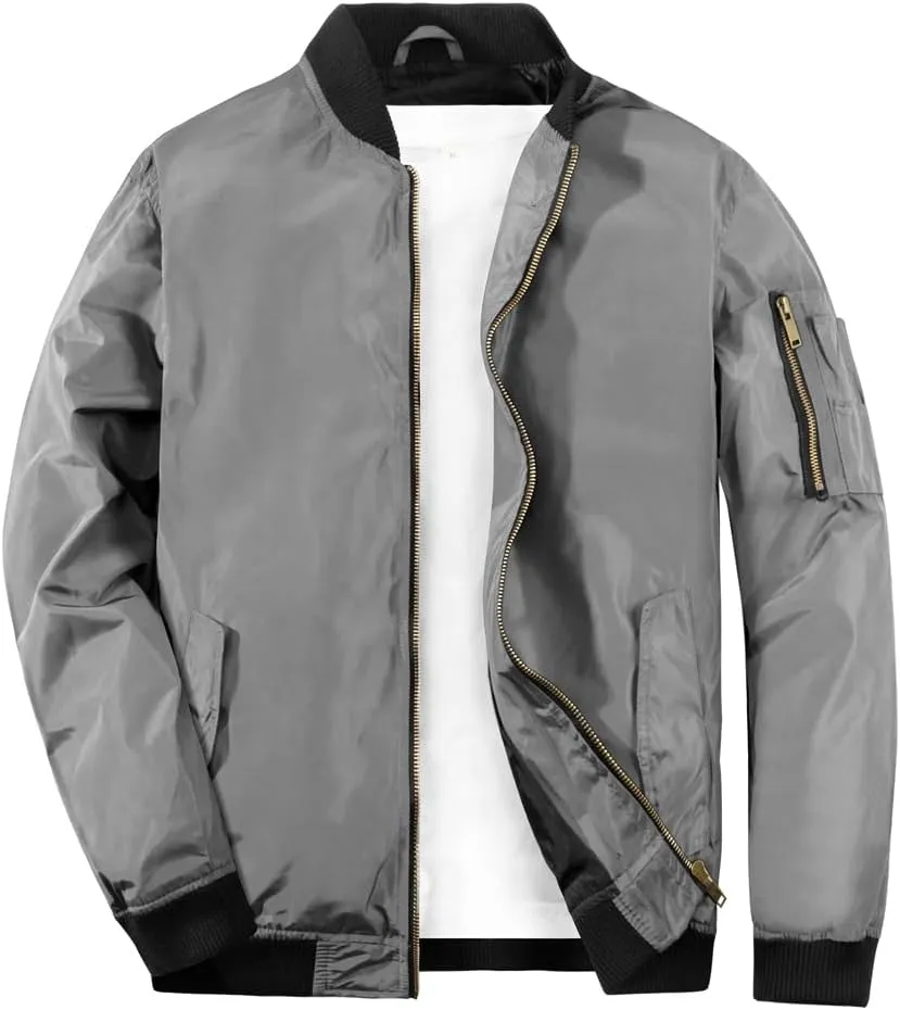 MADHERO Mens Bomber Jacket Lightweight Slim Fit Softshell Windbreaker