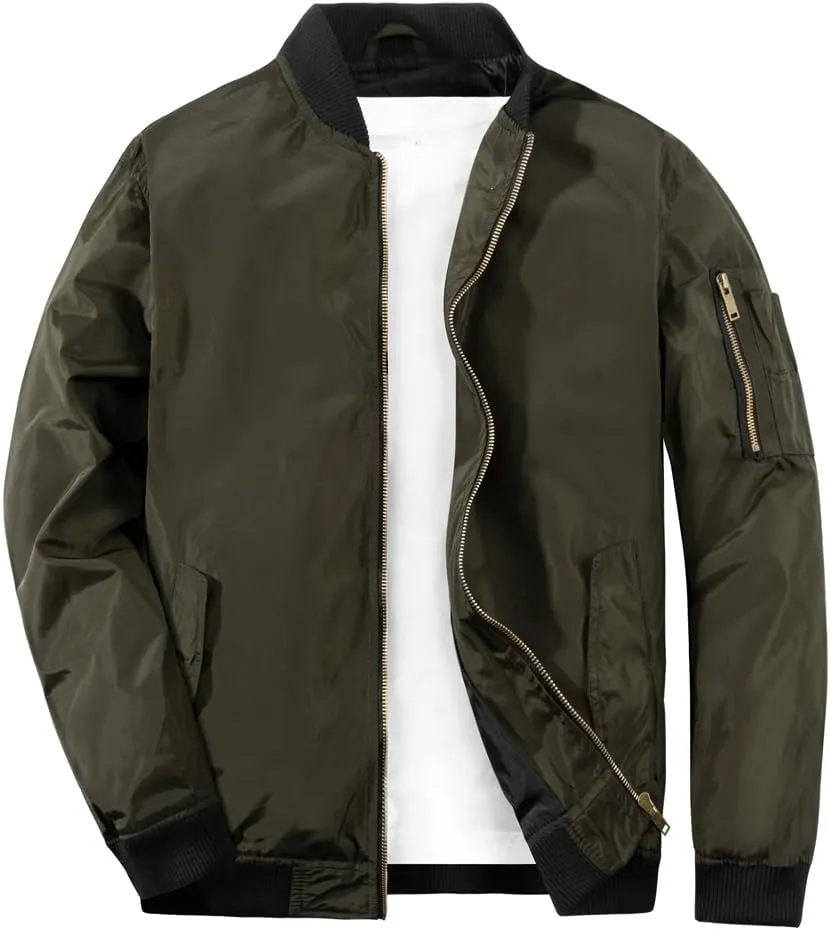 MADHERO Mens Bomber Jacket Lightweight Slim Fit Softshell Windbreaker