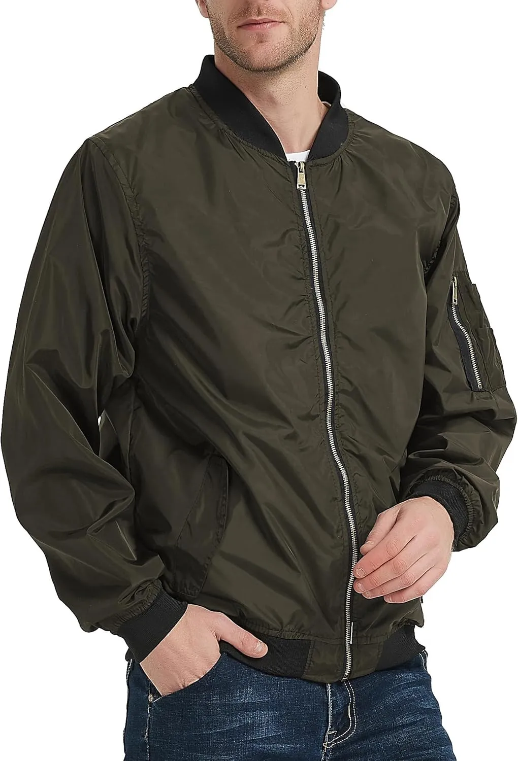 MADHERO Mens Bomber Jacket Lightweight Slim Fit Softshell Windbreaker