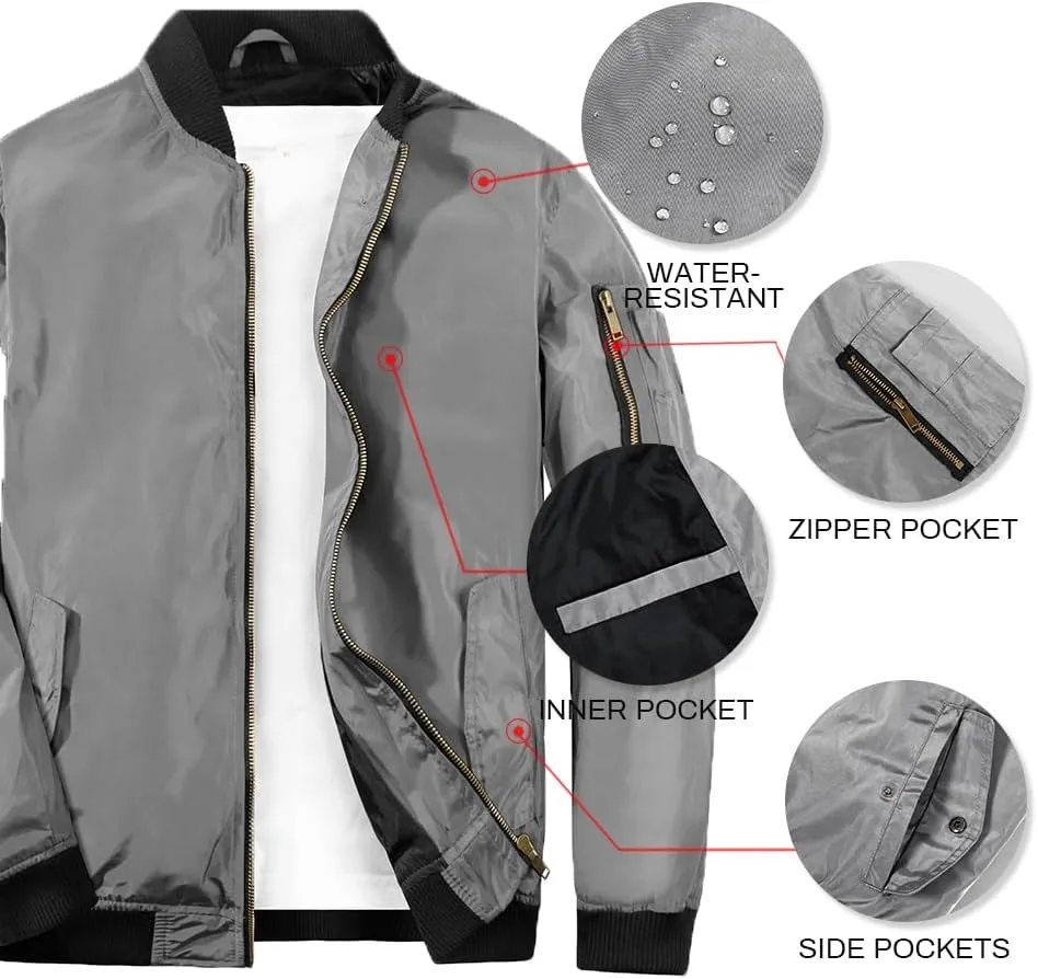 MADHERO Mens Bomber Jacket Lightweight Slim Fit Softshell Windbreaker