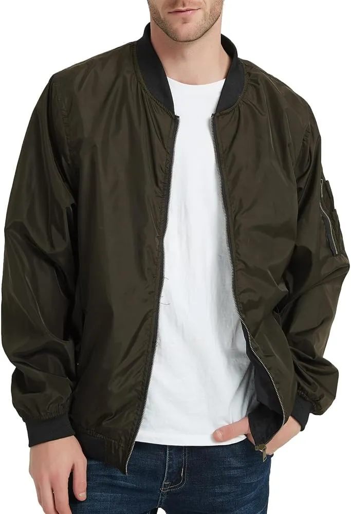 MADHERO Mens Bomber Jacket Lightweight Slim Fit Softshell Windbreaker