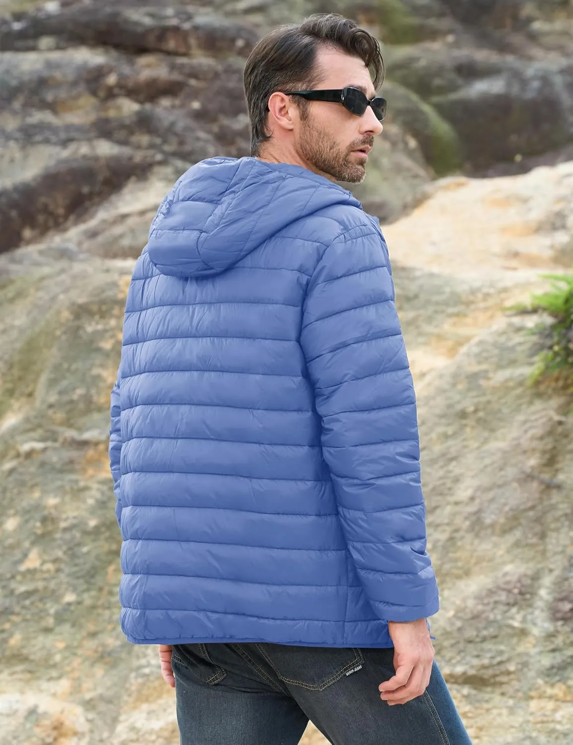 MAGCOMSEN Men's Lightweight Puffer Jacket Hooded Full Zip Water-Resistant Quilted Lined Winter Coats
