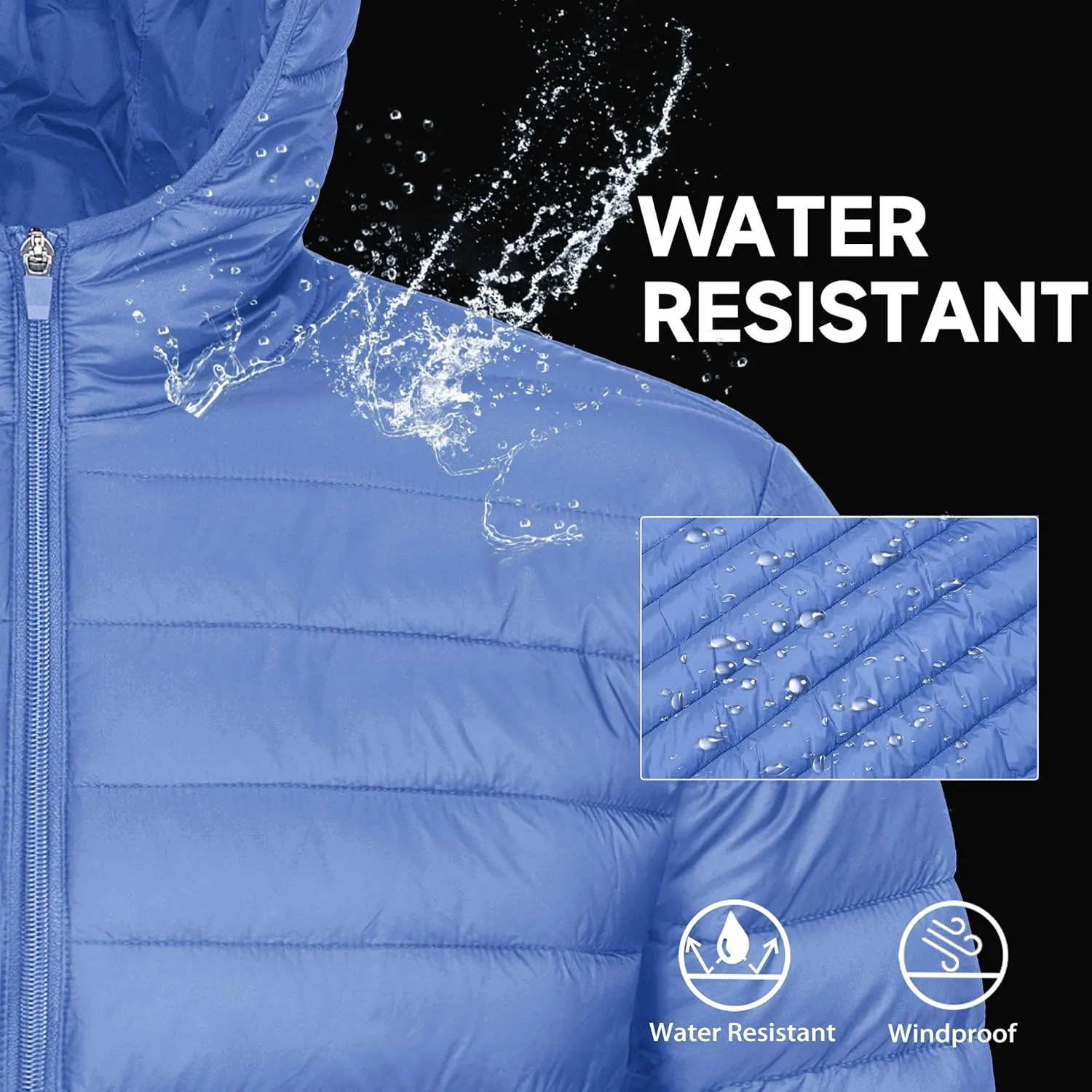 MAGCOMSEN Men's Lightweight Puffer Jacket Hooded Full Zip Water-Resistant Quilted Lined Winter Coats