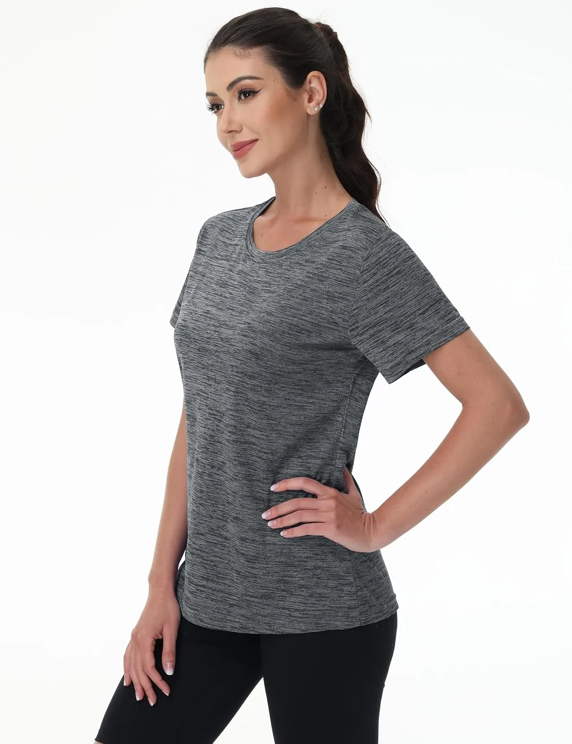 MAGCOMSEN Women's Workout Shirts Crewneck Short Sleeve Moisture Wicking Lightweight Tops for Gym Athletic Sports