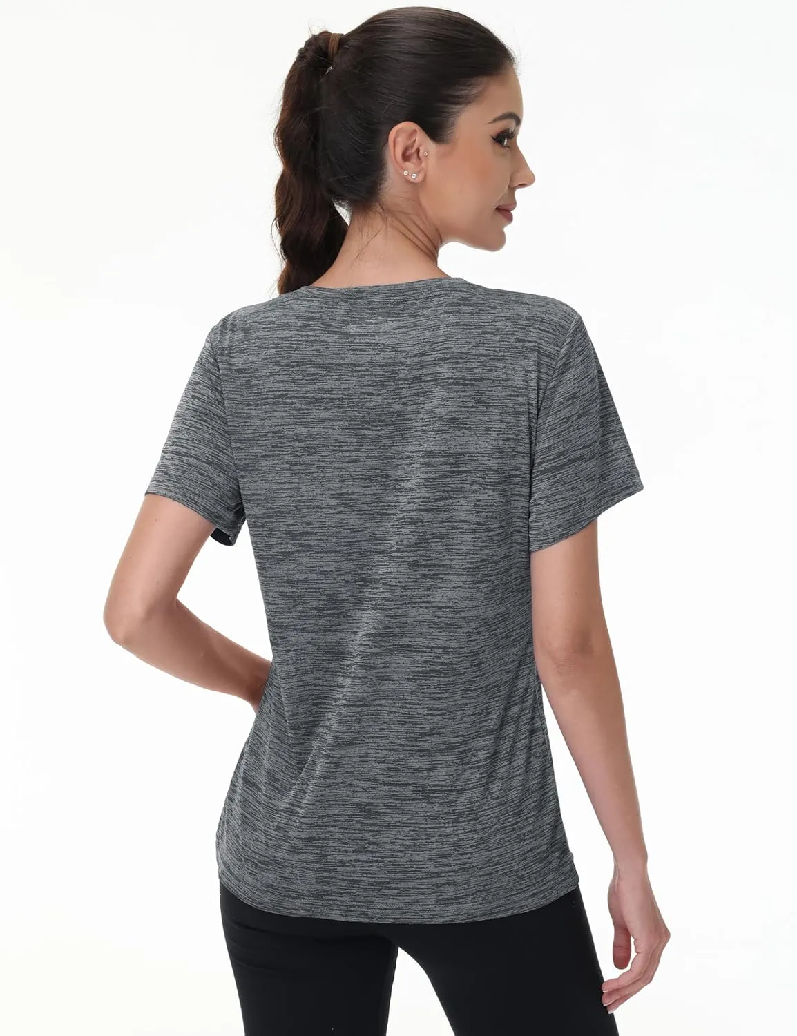 MAGCOMSEN Women's Workout Shirts Crewneck Short Sleeve Moisture Wicking Lightweight Tops for Gym Athletic Sports