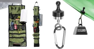 Magnetic Camping Hooks   Hanging Organizer, Tent Organizer with Storage Straps, Tent Hanging Hook Organizer for Canopy Magnet Clip Hanger with Carabiner