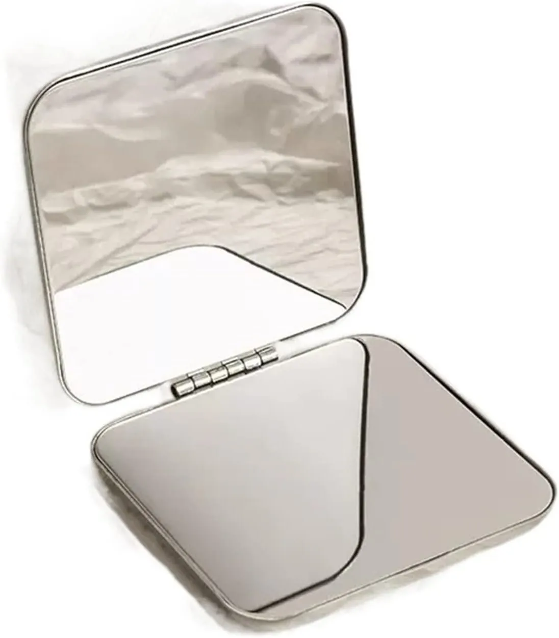 Makeup Mirror Mirror Female Portable Portable Folding Double-Sided Stainless Steel Makeup Mirror Student Mini Make-up Mirror Vanity Mirror(A)