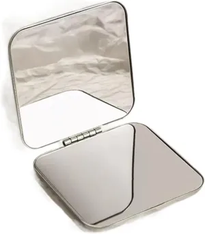 Makeup Mirror Mirror Female Portable Portable Folding Double-Sided Stainless Steel Makeup Mirror Student Mini Make-up Mirror Vanity Mirror(A)