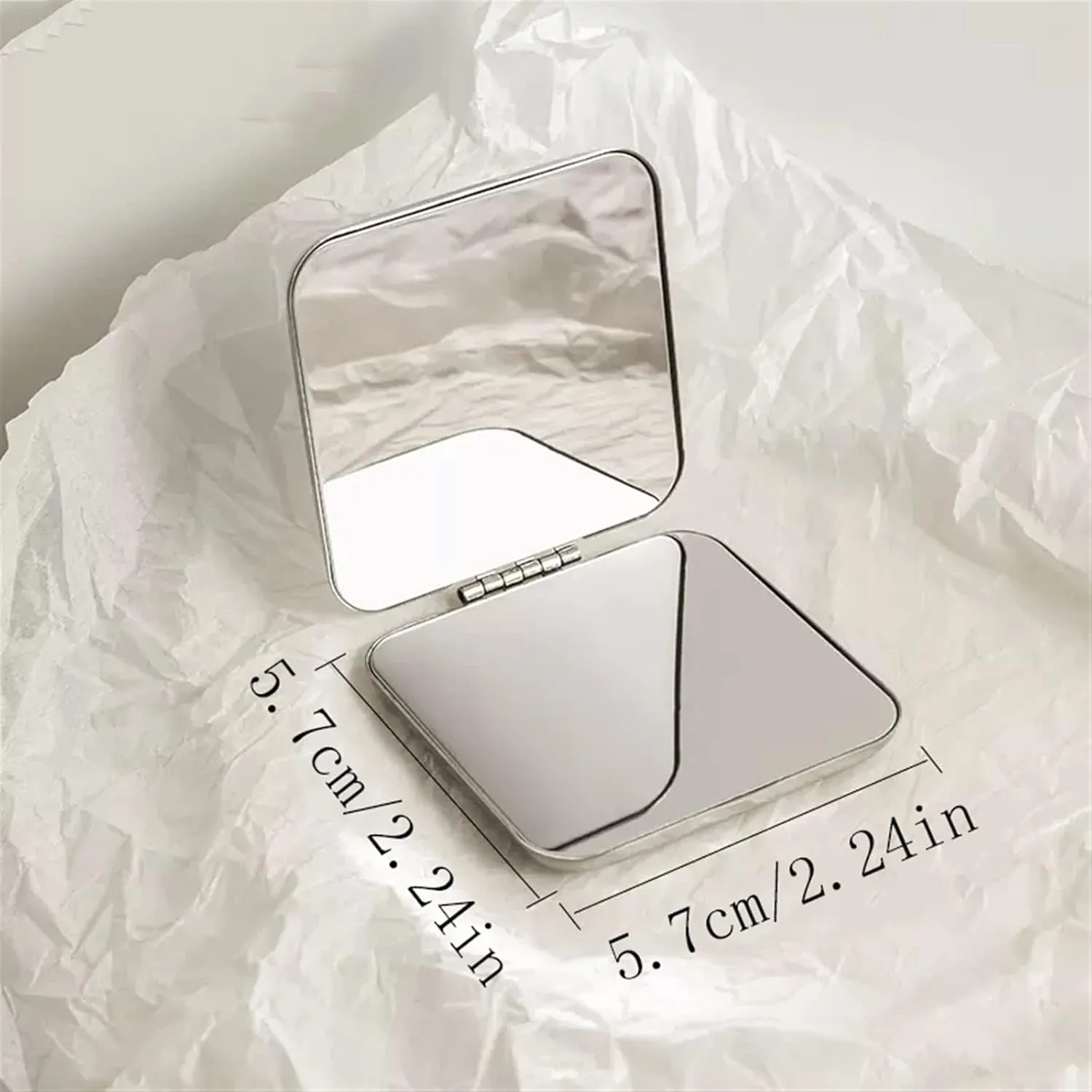 Makeup Mirror Mirror Female Portable Portable Folding Double-Sided Stainless Steel Makeup Mirror Student Mini Make-up Mirror Vanity Mirror(A)