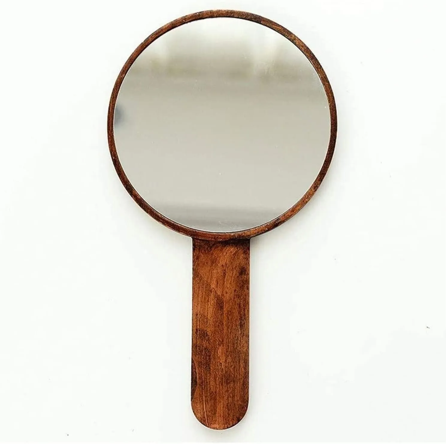 Makeup Mirror, Solid Wood Portable Vanity Mirror, Hand Mirror, Beauty Salon Retro Wooden Portable Mirror. Living Room Bathroom