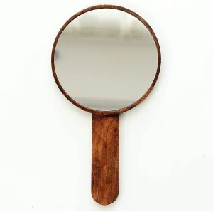 Makeup Mirror, Solid Wood Portable Vanity Mirror, Hand Mirror, Beauty Salon Retro Wooden Portable Mirror. Living Room Bathroom