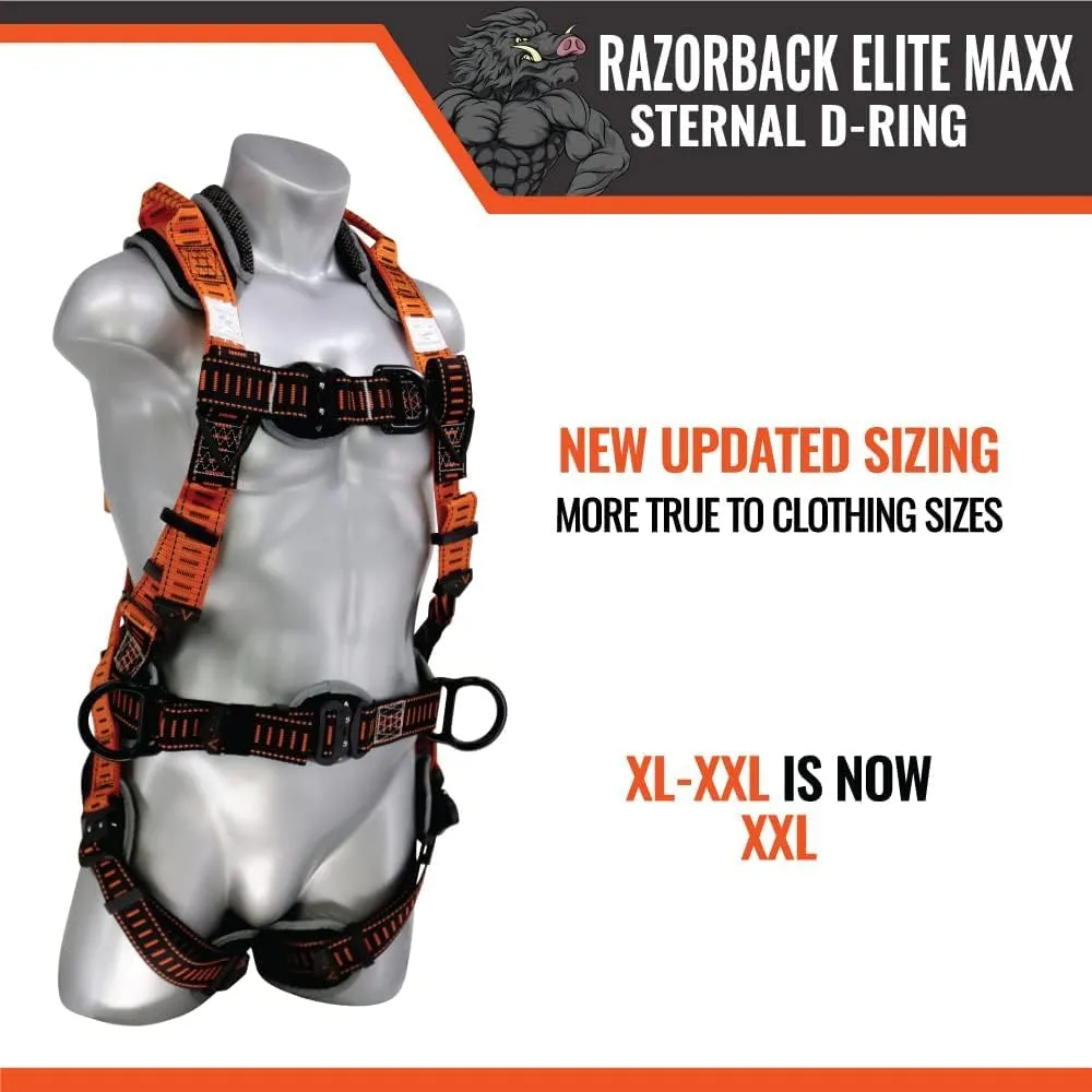 Malta Dynamics Razorback Elite MAXX - Safety Harness and Fall Protection Kit with Belt, Rescue Handles, OSHA & ANSI Compliant
