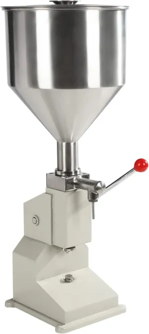 Manual Liquid Filling Machine, Bottle Filler 5-50ml for Cream Cosmetic, Stainless Steel Bottle Liquid Filler with Hopper, Adjustable Filling Volume