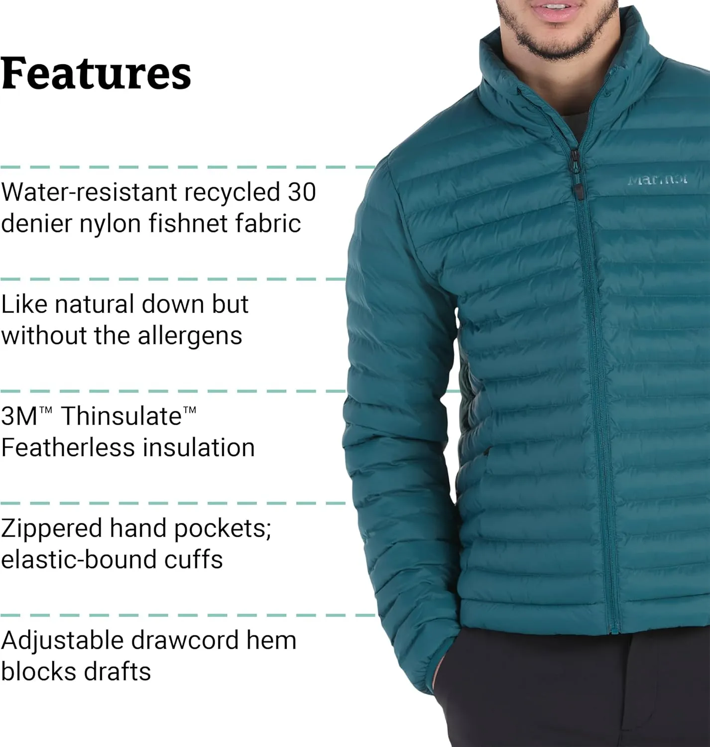 MARMOT Men's Echo Featherless Jacket- Lightweight Down Alternative Puffer Coat