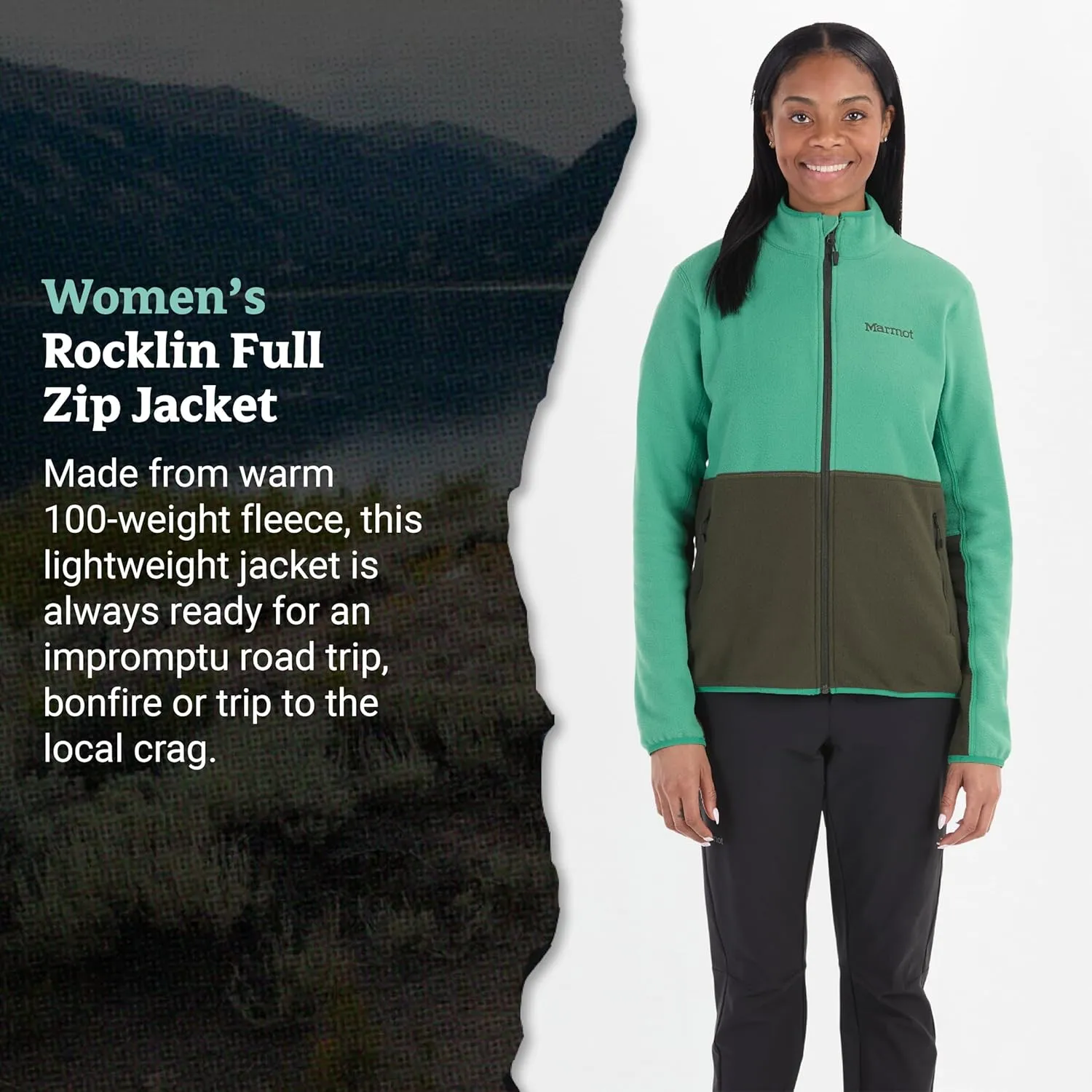 MARMOT Women's Rocklin Full-Zip Jacket - Classic, Warm, Lightweight 100-Weight Fleece Layer