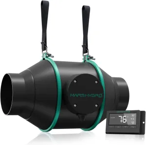 MARS HYDRO 4 Inch Inline Duct Fan with Temp Controller, Exhaust Fan for Grow Tents, Hydroponics