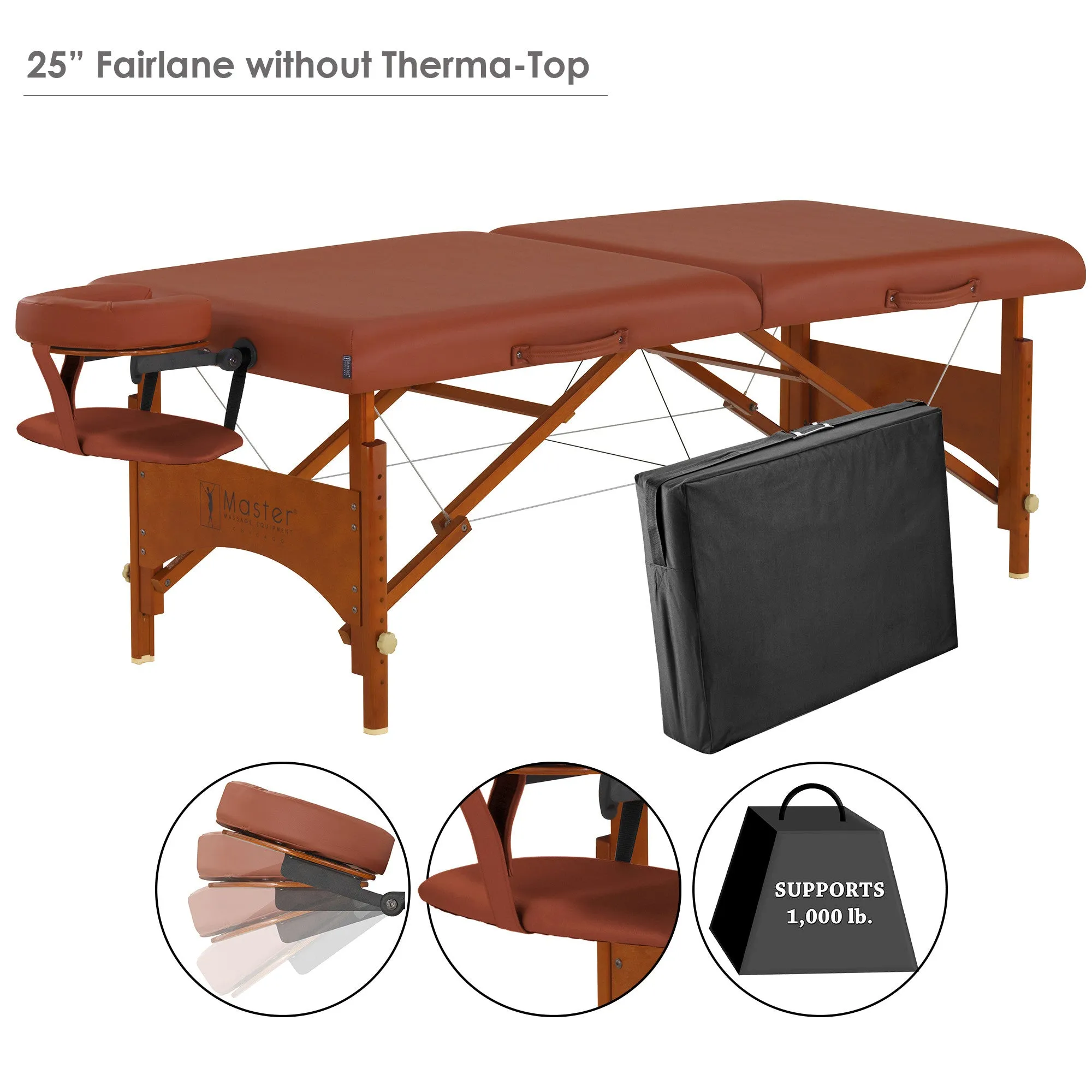 Master Massage 28" FAIRLANE™ Portable Massage Table Package with Therma-Top® - Adjustable Heating System! (Cinnamon Color)