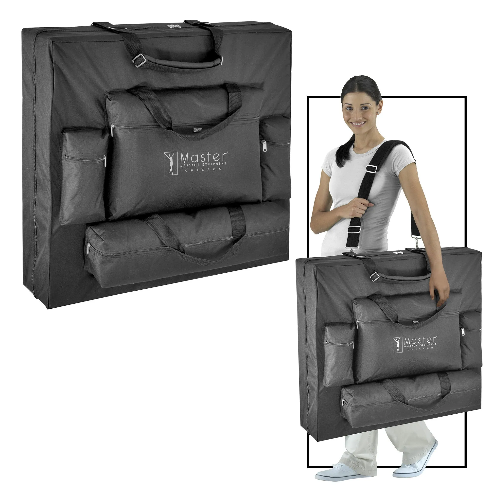 Master Massage 30” GALAXY™ Portable Massage Table Package with a Sophisticated Black on Black Color
