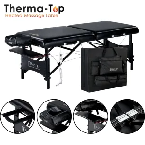 Master Massage GALAXY Portable Massage Table with THERMA-TOP 71 cm (Black on Black)