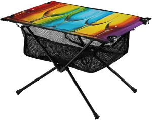 MCHIVER Portable Camping Table Folding Beach Table with Carry Bag Colorful Wine Rainbow Glasses Travel Table for Outdoor Hiking Picnic Backpacking