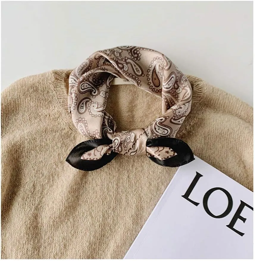 MEISEE Mulberry Silk Scarfs Women Small Square Scarf 21" x 21" Breathable Lightweight Neckerchief Headscarf