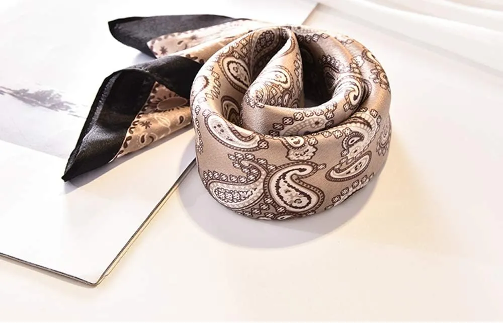 MEISEE Mulberry Silk Scarfs Women Small Square Scarf 21" x 21" Breathable Lightweight Neckerchief Headscarf