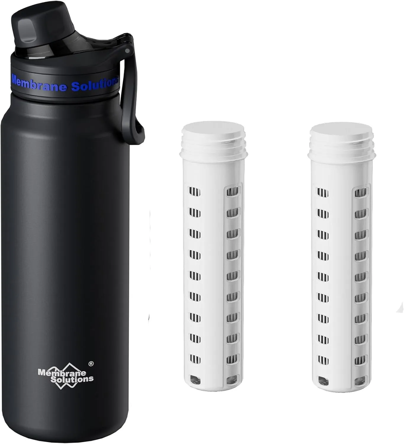 Membrane Solutions C3 32oz Stainless Steel ACF UF Filtered Water Bottle with Extra 2 Packs UF Replacement Filter