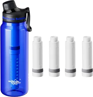 Membrane Solutions C3 36oz ACF UF Filtered Water Bottle with Extra 4 Packs ACF Replacement Filter