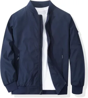 Men's Bomber Jacket Casual Fashion Lightweight Windbreaker Outdoor Flight Coat Jackets